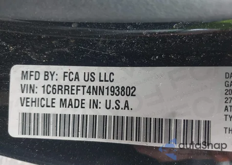 2022 Ram 1500 Big Horn 4X2 5'7 Box from USA, damaged, VIN 1C6RREFT4NN193802